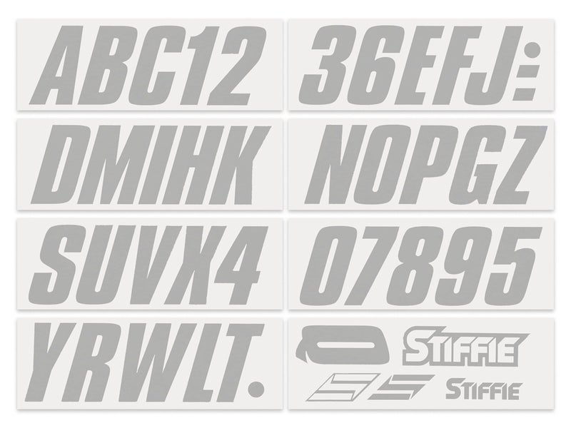 Stiffie مجموعة تعريف STIFFIE Shift Silver 3" أرقام تسجيل أبجدية رقمية ملصقات ملصقات للقوارب والقوارب المائية الشخصية - Image 3